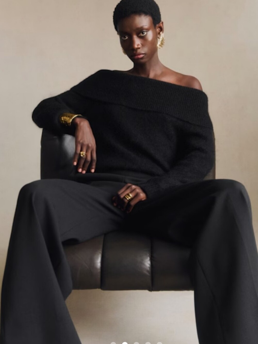 Sezane Nwt Small Aurore Off-Shoulder Black Jumper